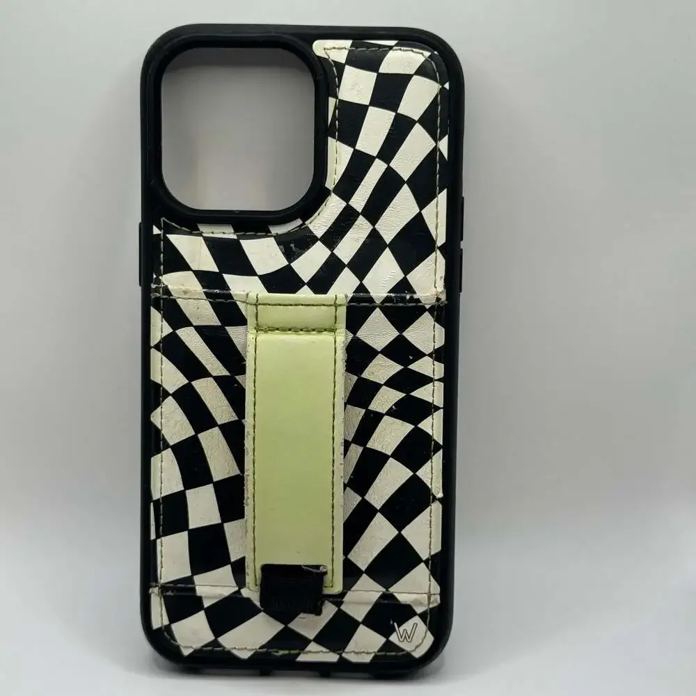 Walli Cases iPhone 14 Pro Max Case with Wallet and Finger Strap in Checkered Pri